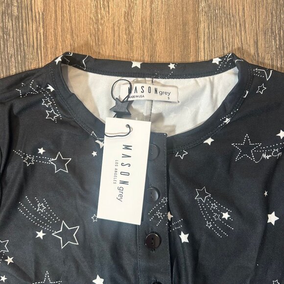 Mason Grey Black and White Shooting Star Pajamas Size S NWT - Picture 2 of 3